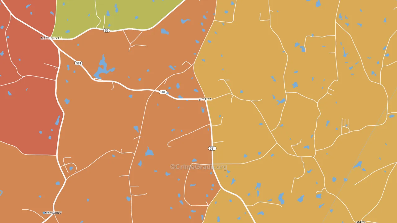 Justice, NC Map of Assault Rates