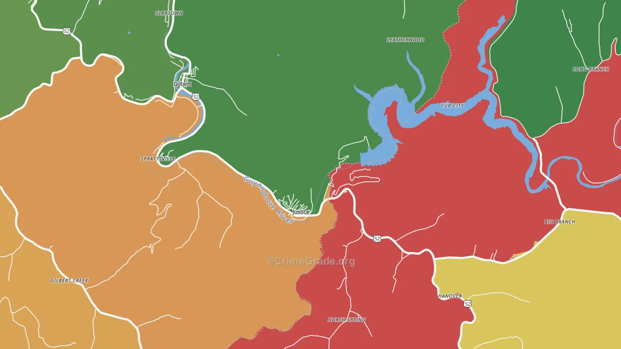 Justice, WV Map of Assault Rates