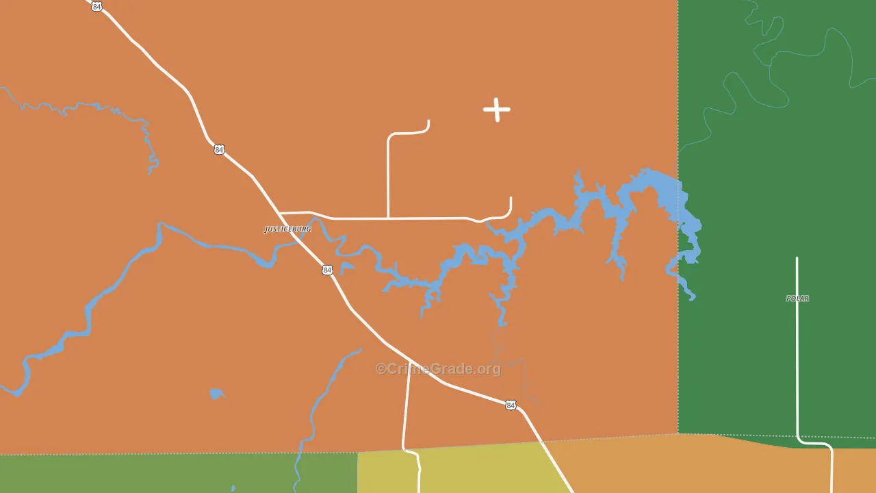 Justiceburg, TX Map of Assault Rates