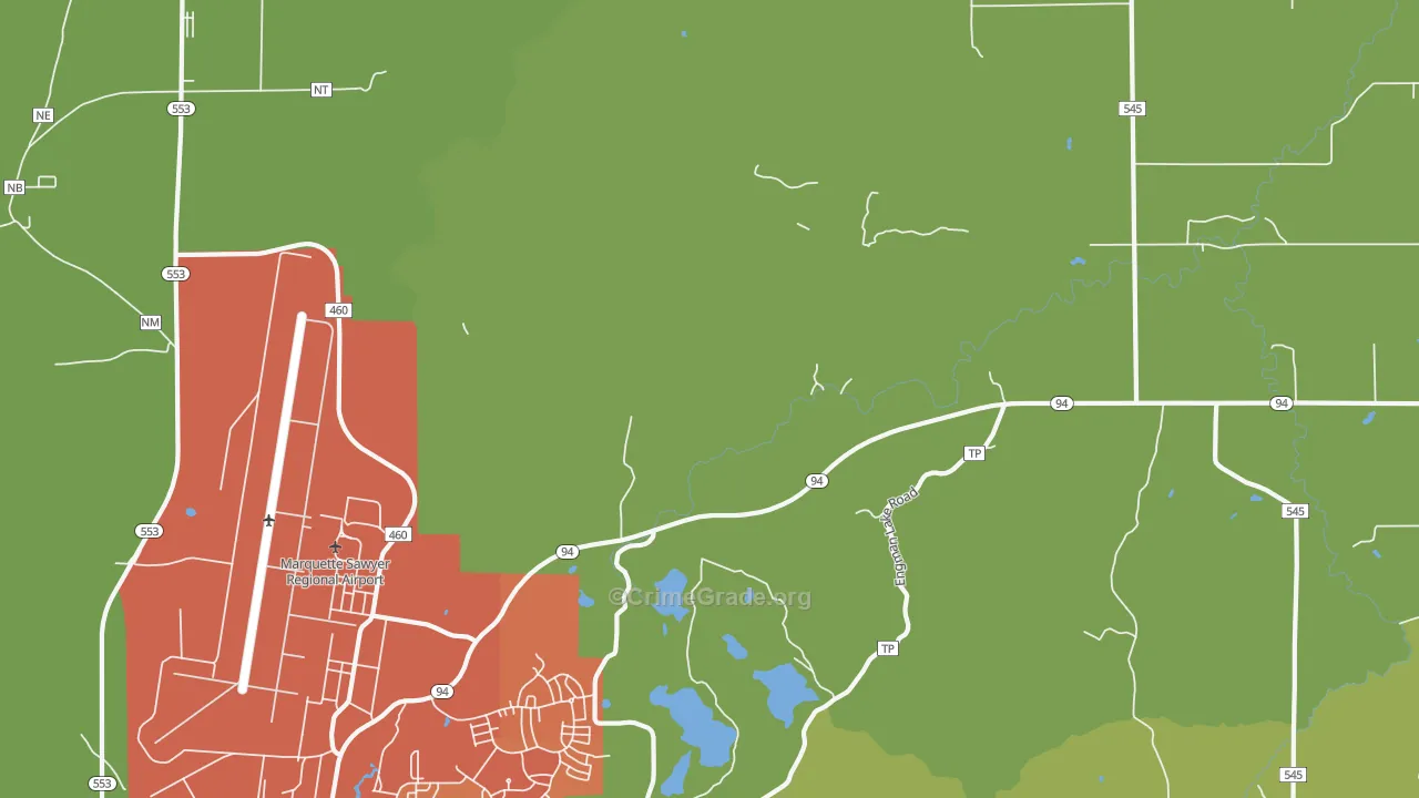 K. I. Sawyer Air Force Base, MI Map of Assault Rates