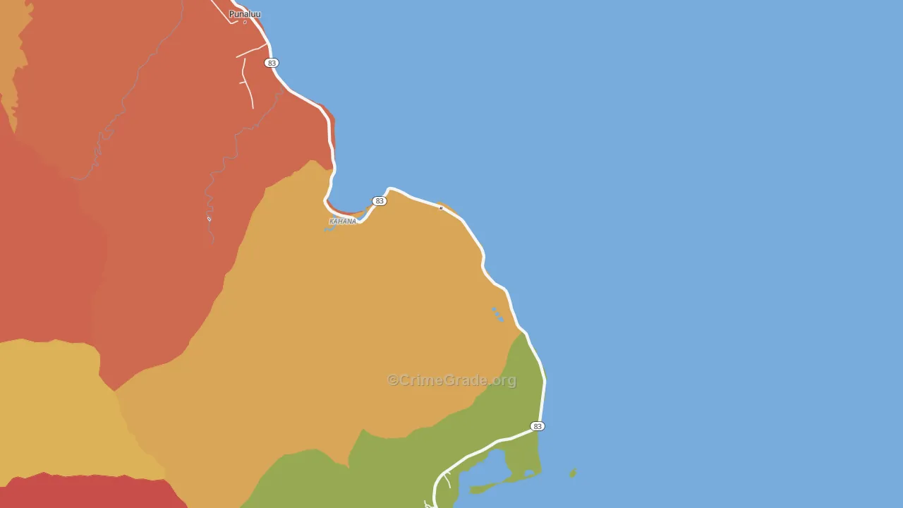 Kaaawa, HI Map of Assault Rates