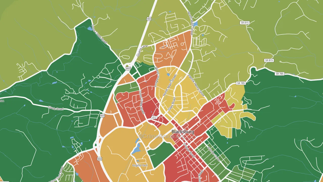 Kabrich Crescent, Blacksburg, VA Map of Assault Rates