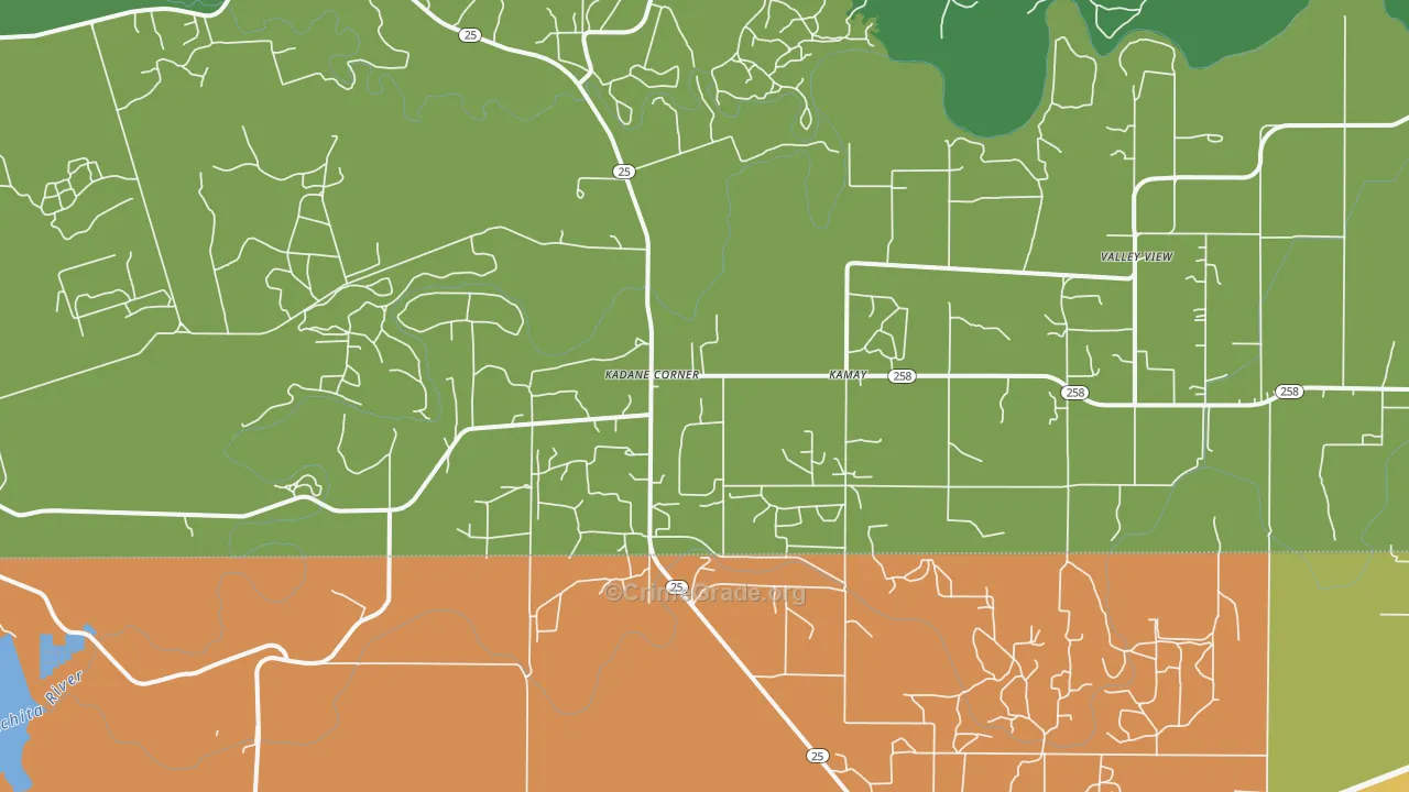 Kadane Corner, TX Map of Assault Rates