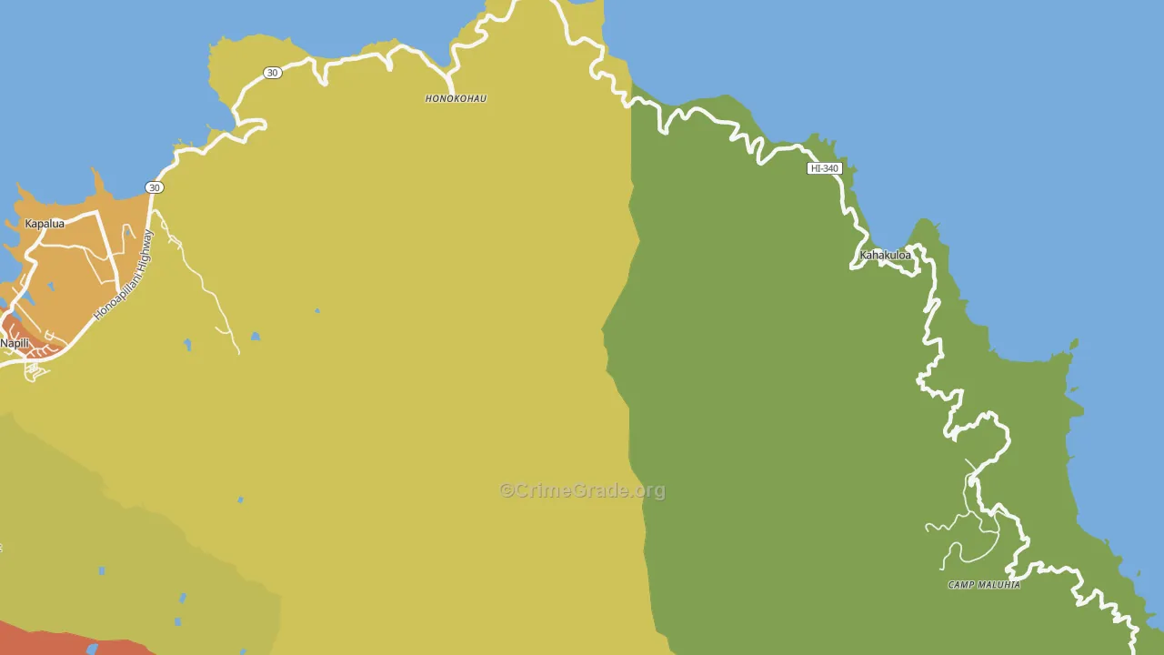 Kahakuloa, HI Map of Assault Rates