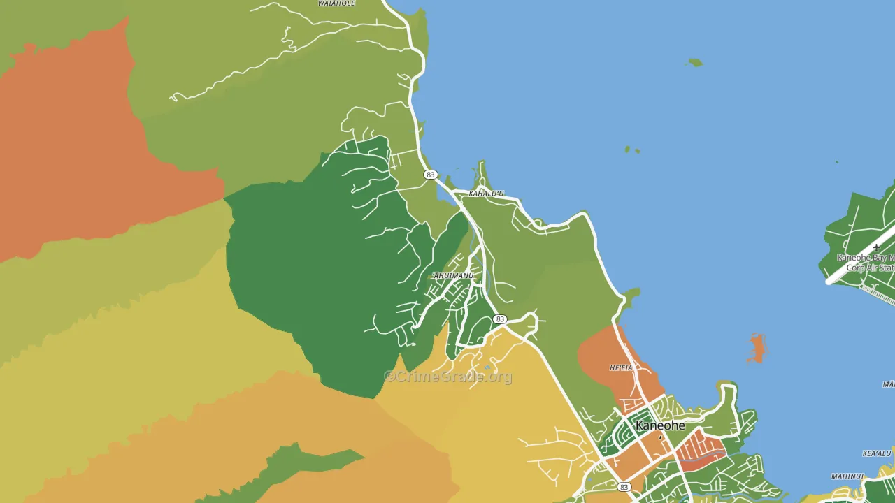 Kahaluu, Kaneohe, HI Map of Assault Rates
