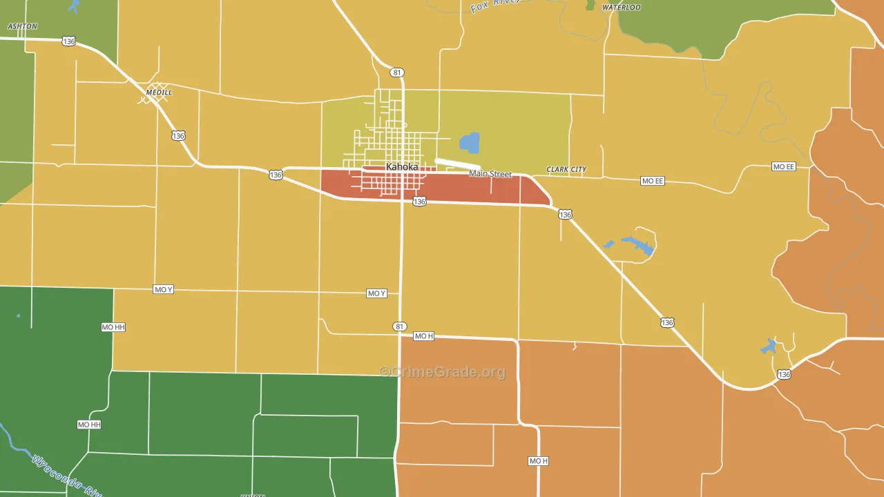 Kahoka, MO Map of Assault Rates