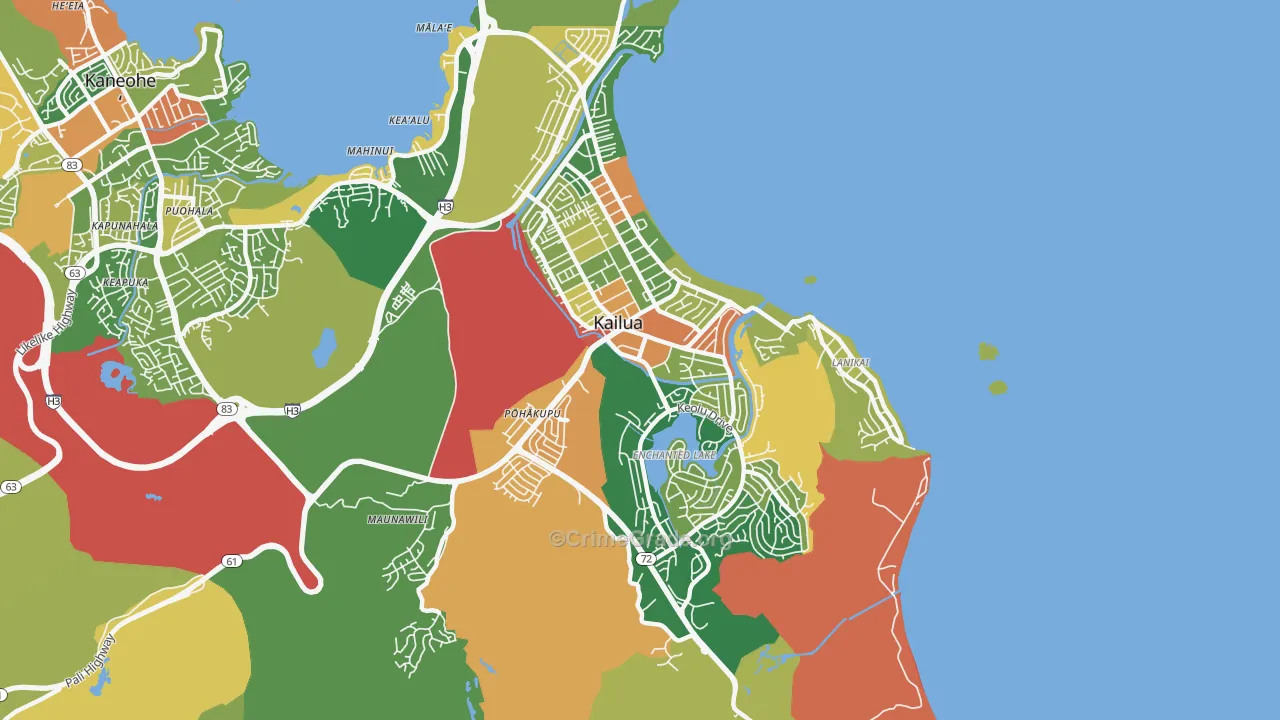 Kailua, HI Map of Assault Rates
