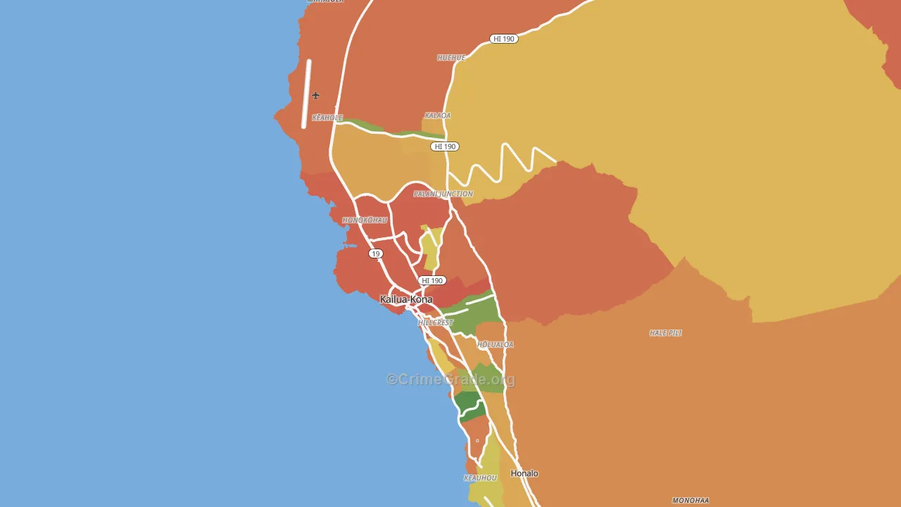 Kailua-Kona, HI Map of Assault Rates