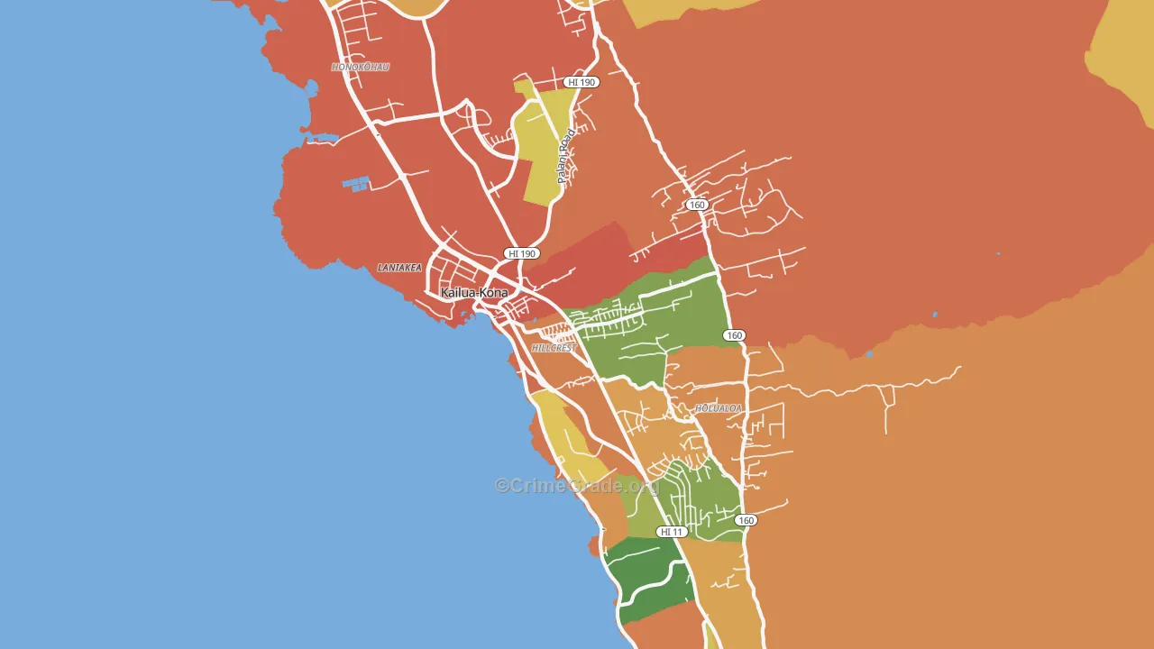 Kailua Kona, Kailua-Kona, HI Map of Assault Rates