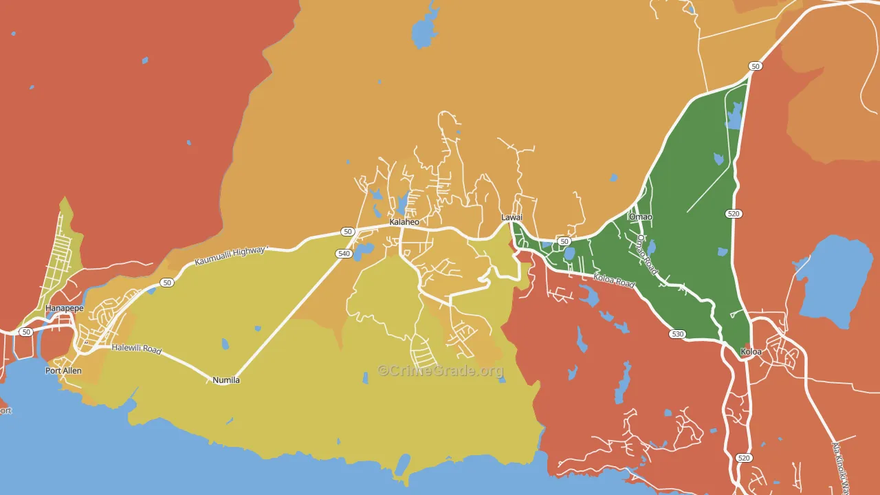 Kalaheo, HI Map of Assault Rates