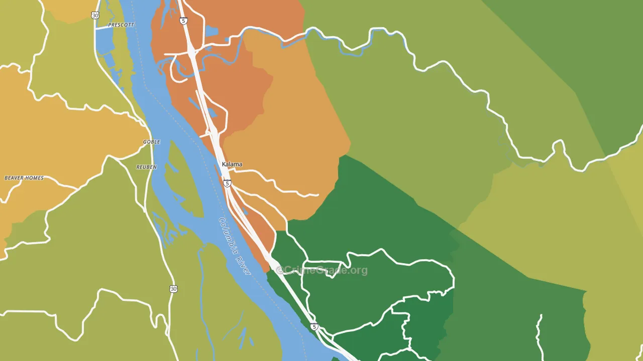 Kalama, WA Map of Assault Rates