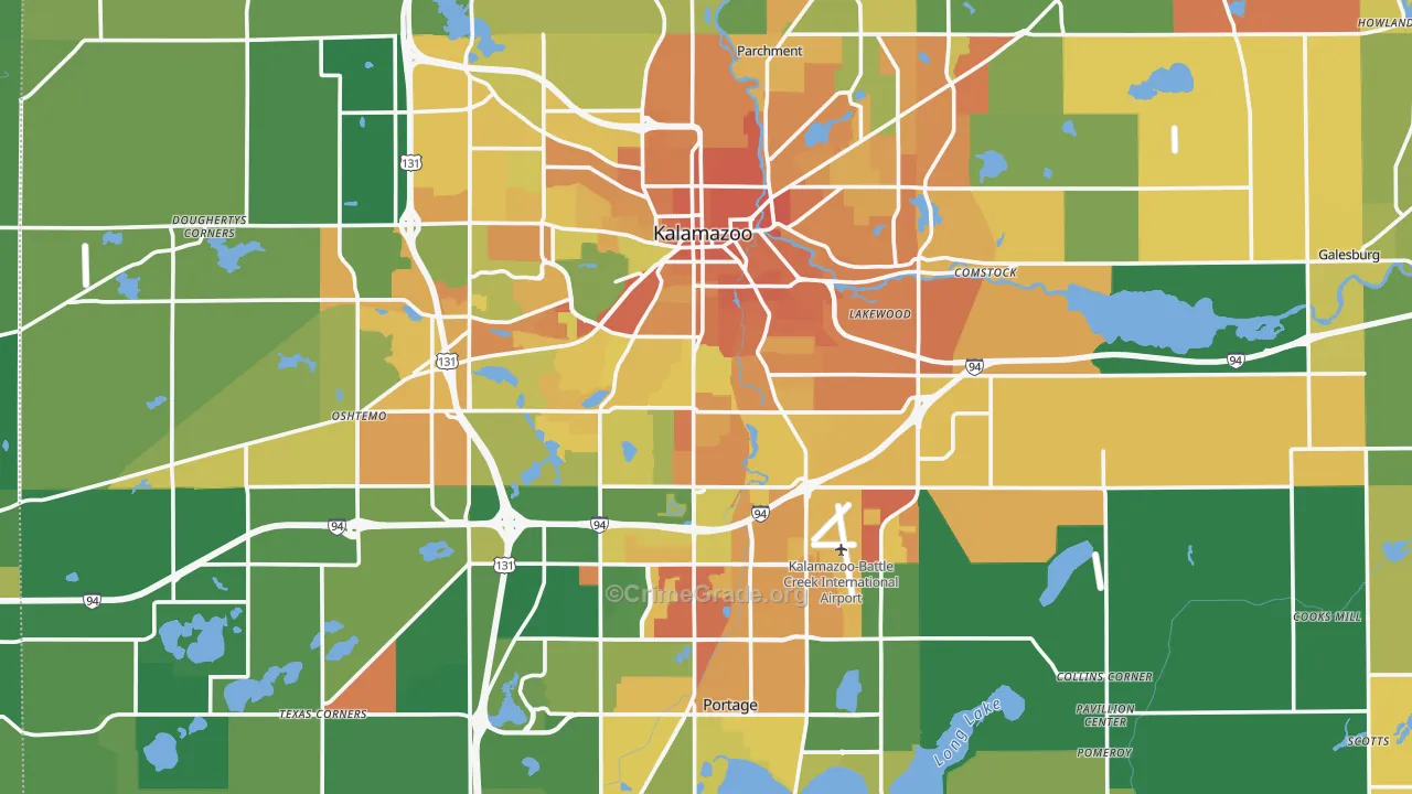 Kalamazoo County, MI Map of Assault Rates