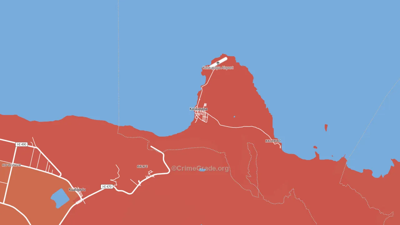 Kalawao County, HI Map of Assault Rates