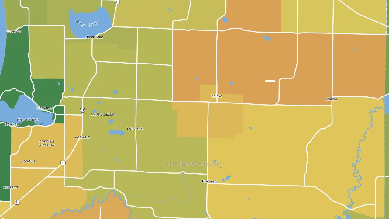 Kaleva, MI Map of Assault Rates