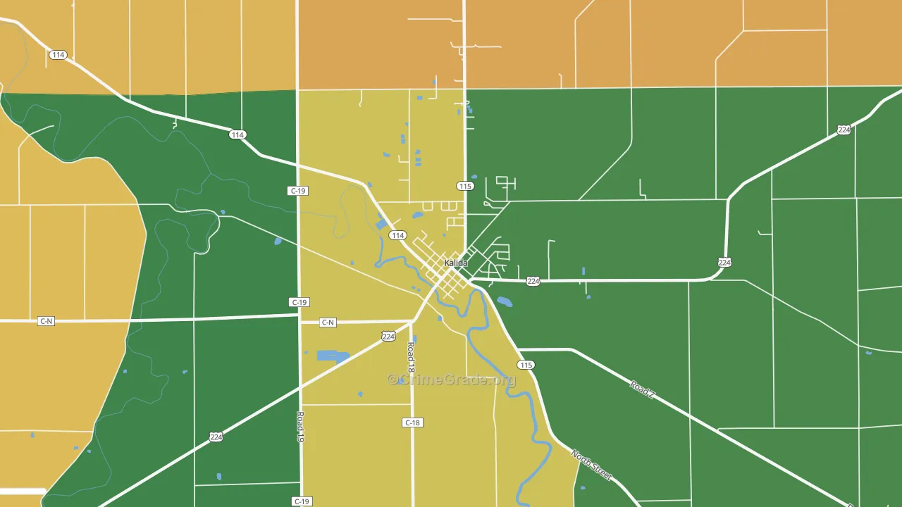 Kalida, OH Map of Assault Rates