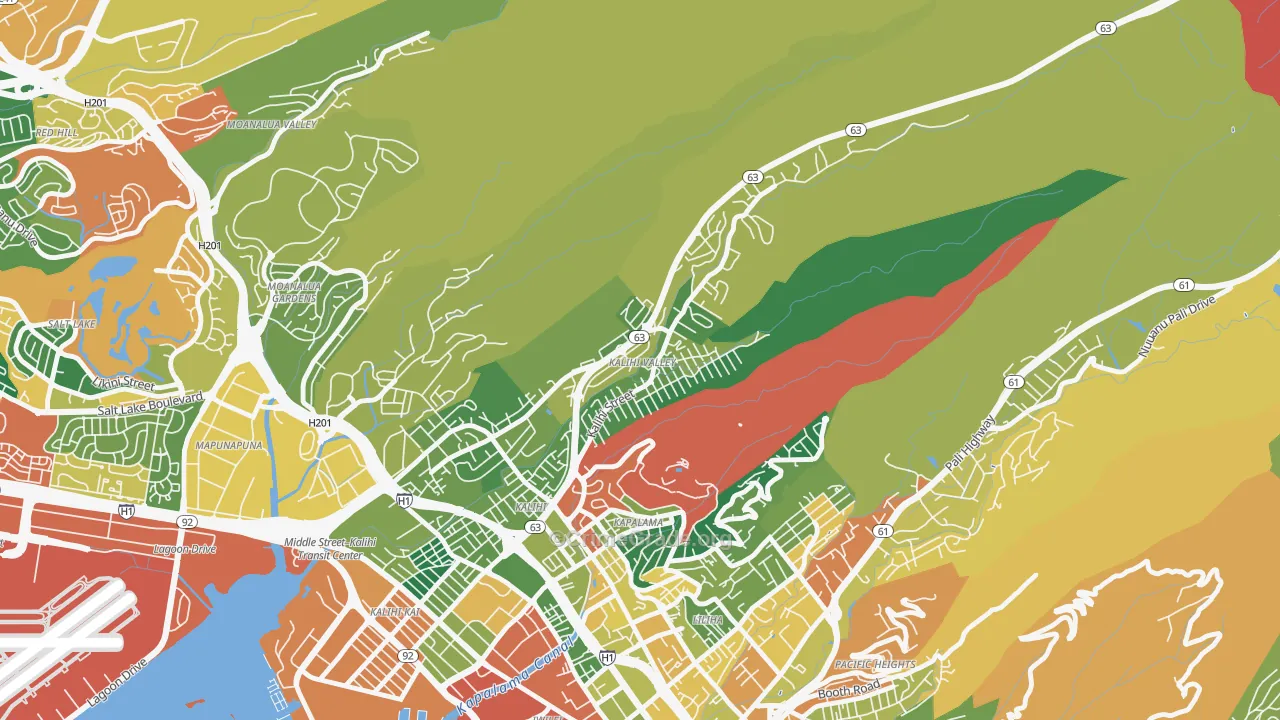 Kalihi Valley, Honolulu, HI Map of Assault Rates