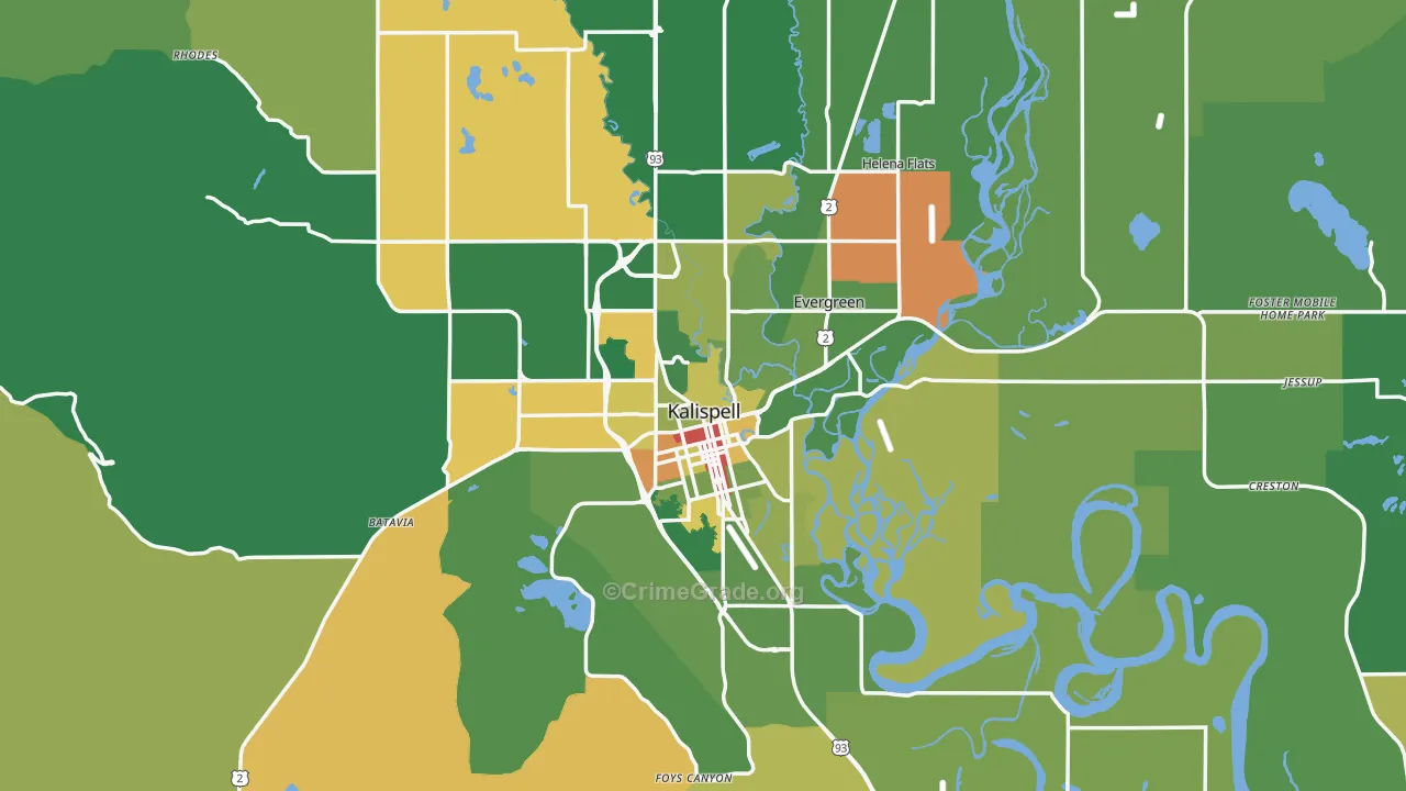 Kalispell, MT Map of Assault Rates
