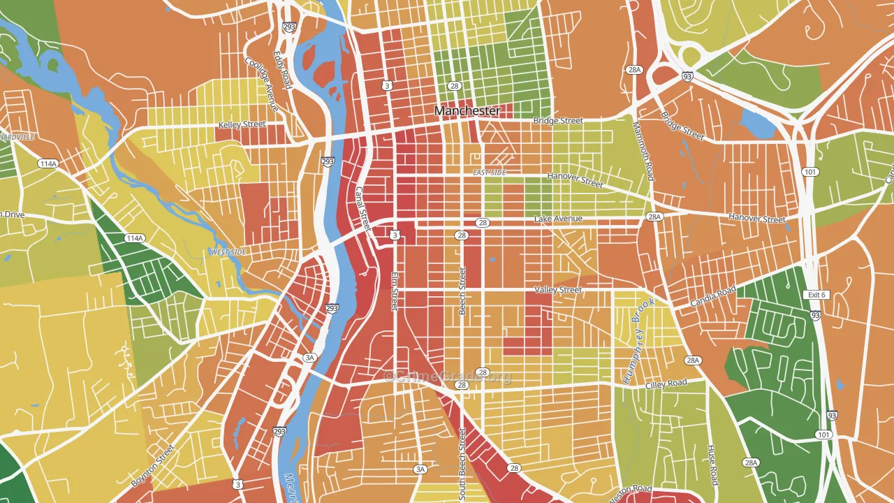 Kalivas Union, Manchester, NH Map of Assault Rates