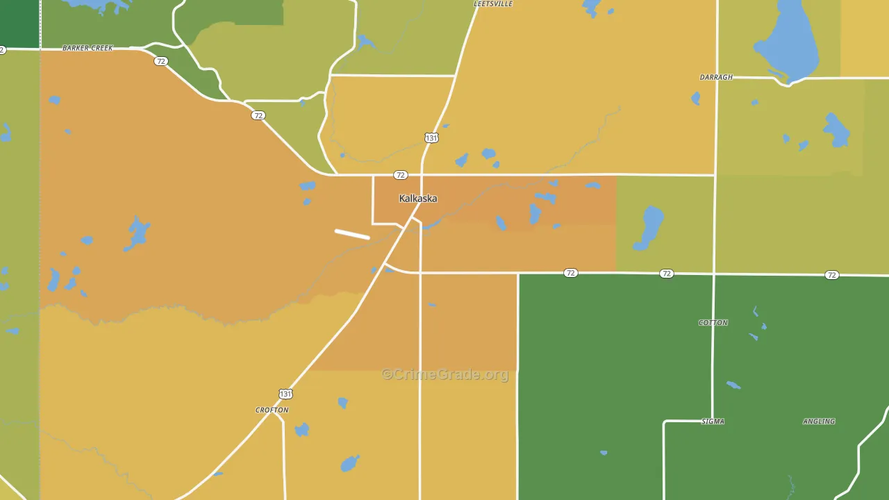Kalkaska County, MI Map of Assault Rates