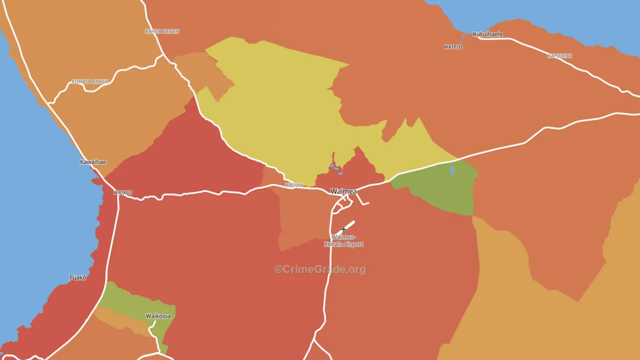 Kamuela, Waimea, HI Map of Assault Rates
