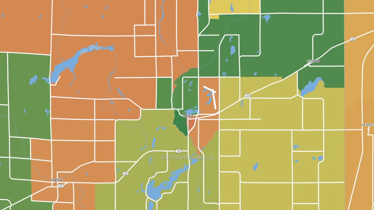 Kanabec County, MN Map of Assault Rates