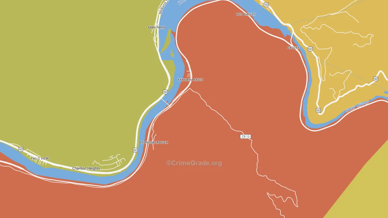 Kanawha Falls, WV Map of Assault Rates