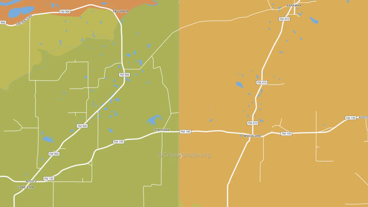 Kanawha, TX Map of Assault Rates