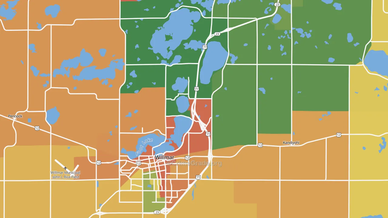 Kandiyohi County, MN Map of Assault Rates