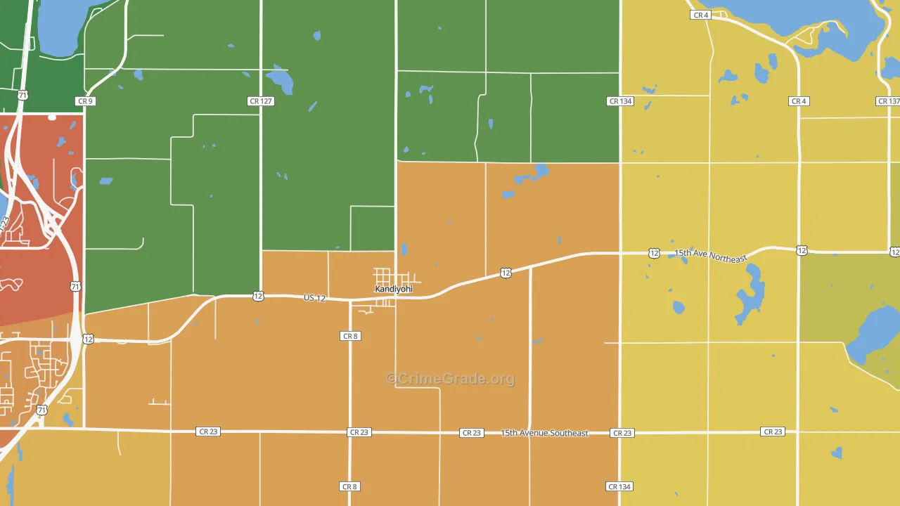 Kandiyohi, MN Map of Assault Rates