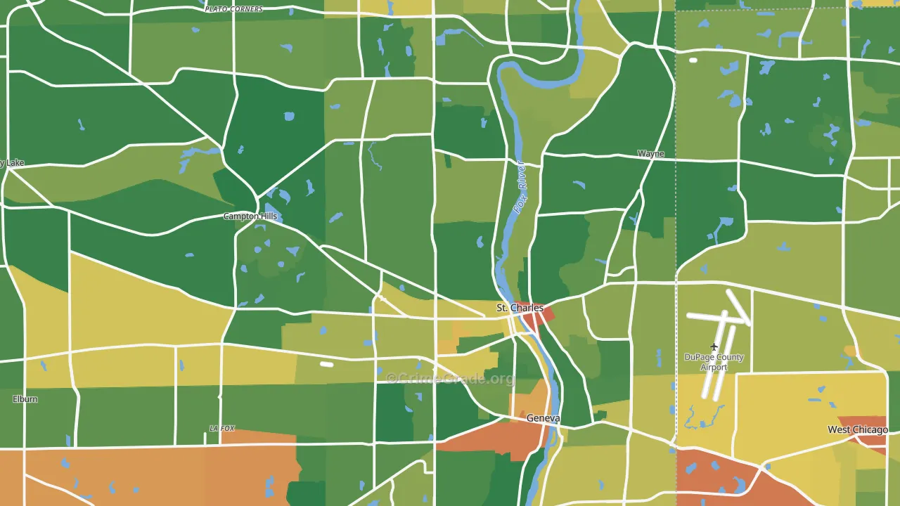Kane County, IL Map of Assault Rates