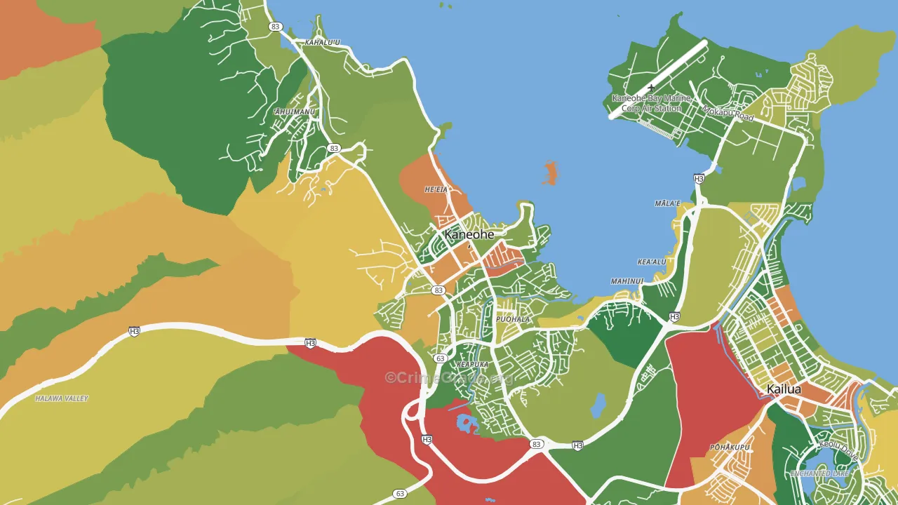 Kaneohe, HI Map of Assault Rates