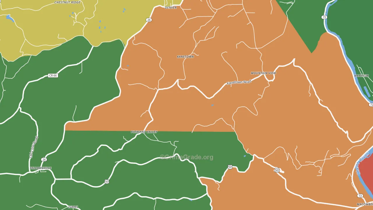 Kanetown, WV Map of Assault Rates