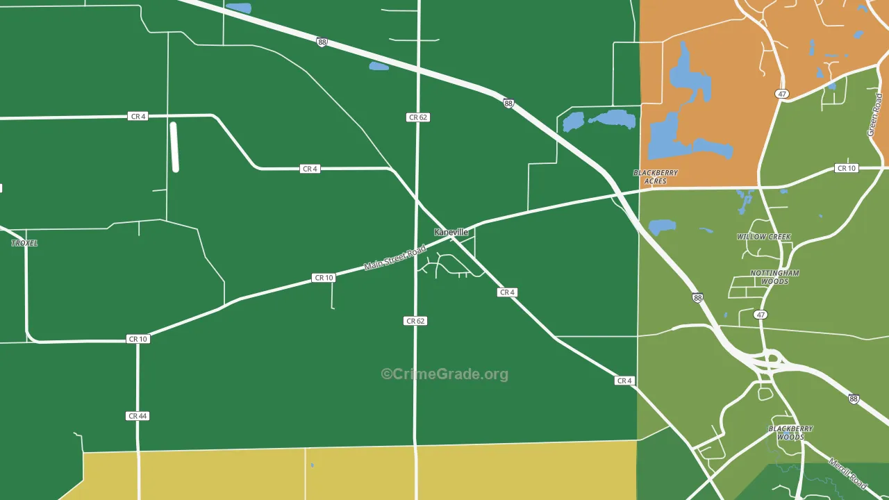 Kaneville, IL Map of Assault Rates