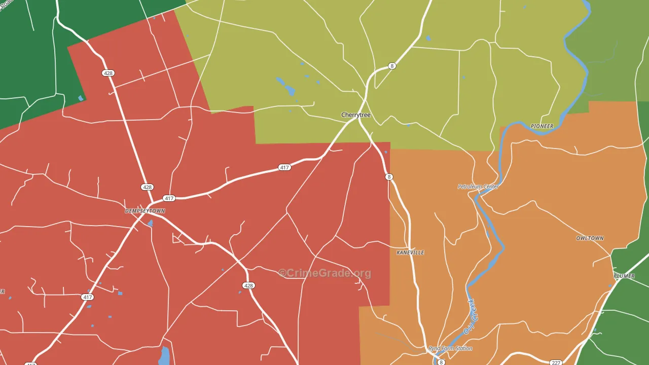 Kaneville, PA Map of Assault Rates