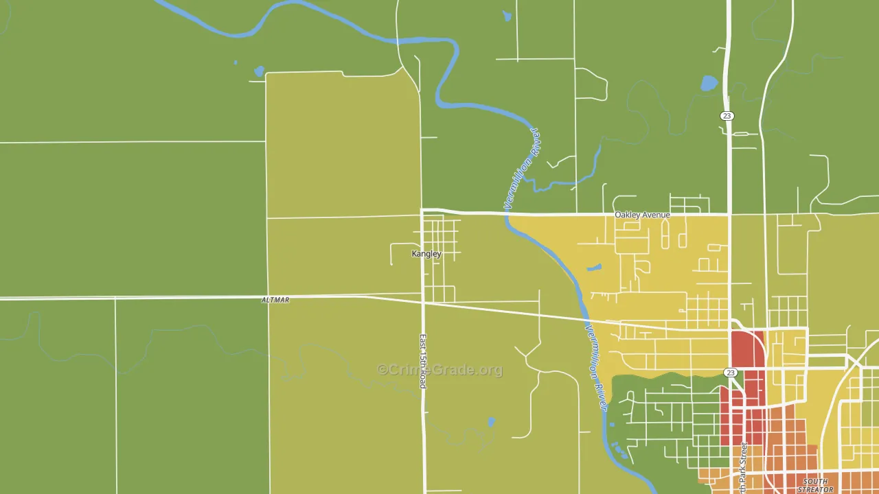 Kangley, IL Map of Assault Rates