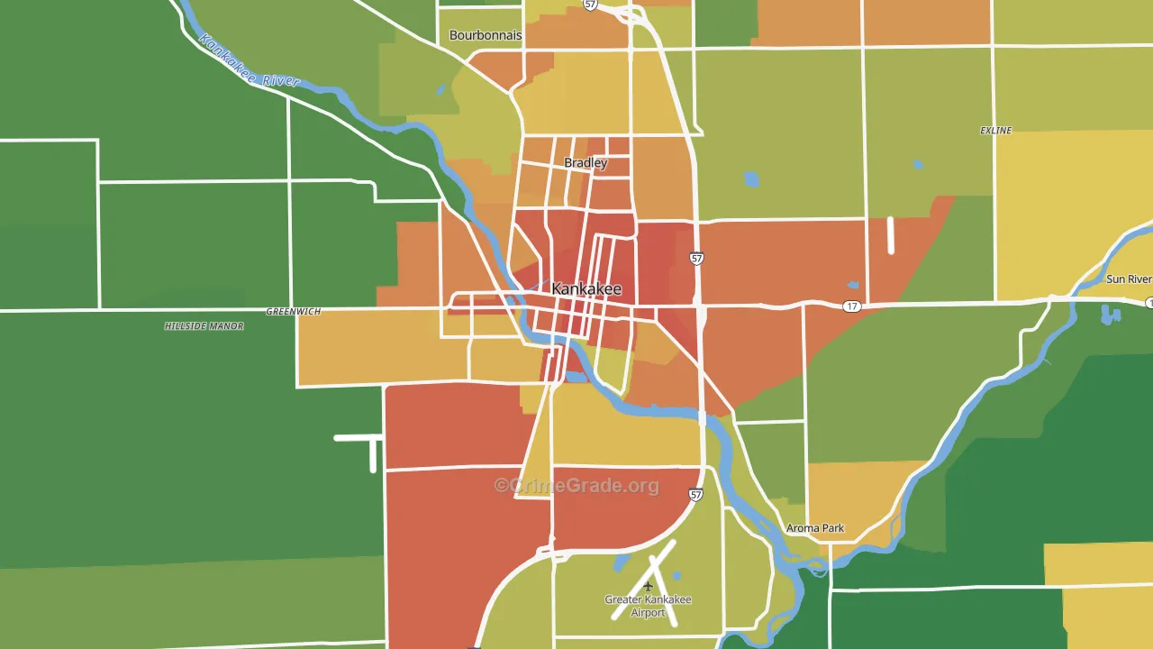 Kankakee, IL Map of Assault Rates