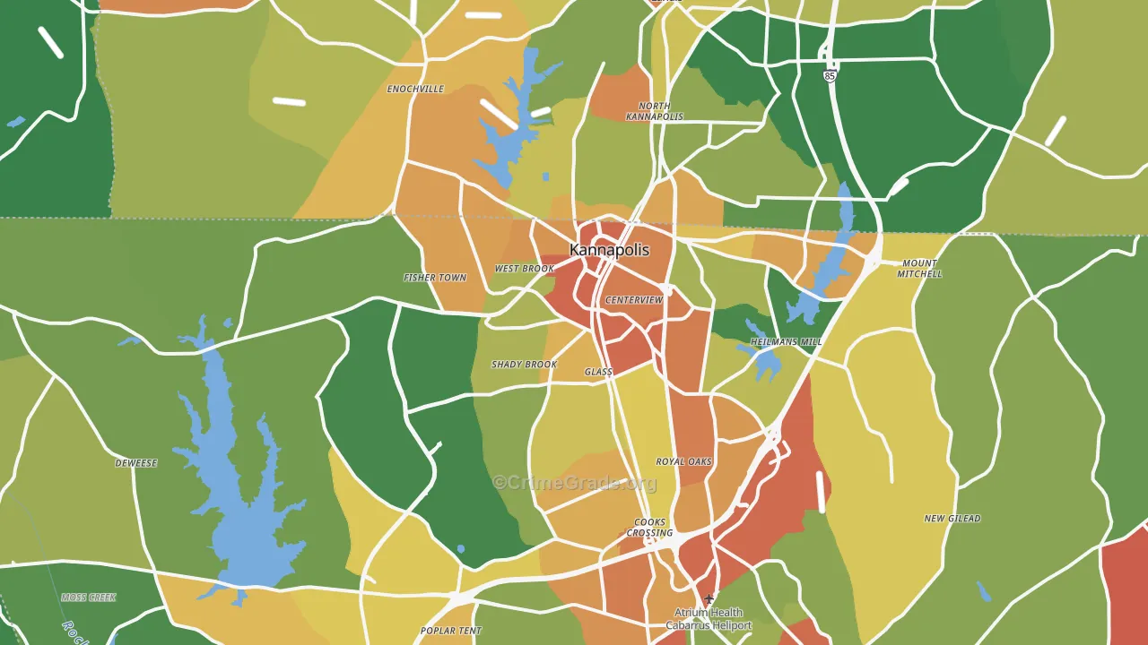 Kannapolis, NC Map of Assault Rates