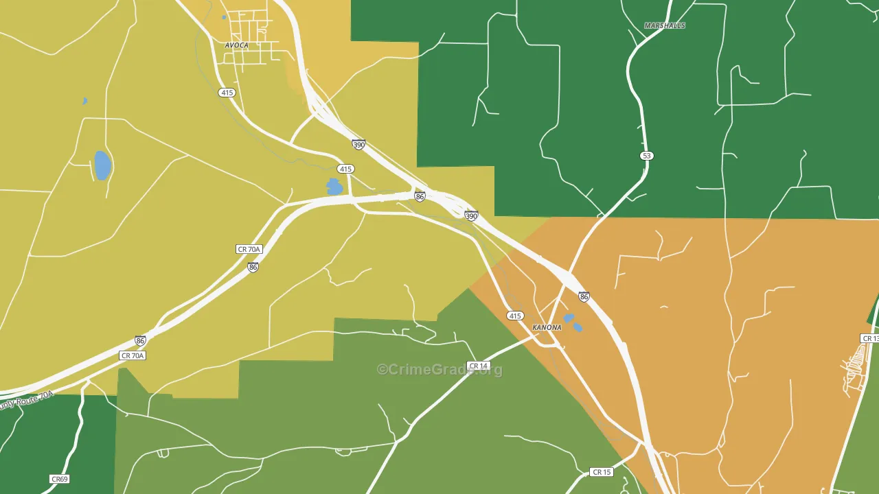 Kanona, NY Map of Assault Rates