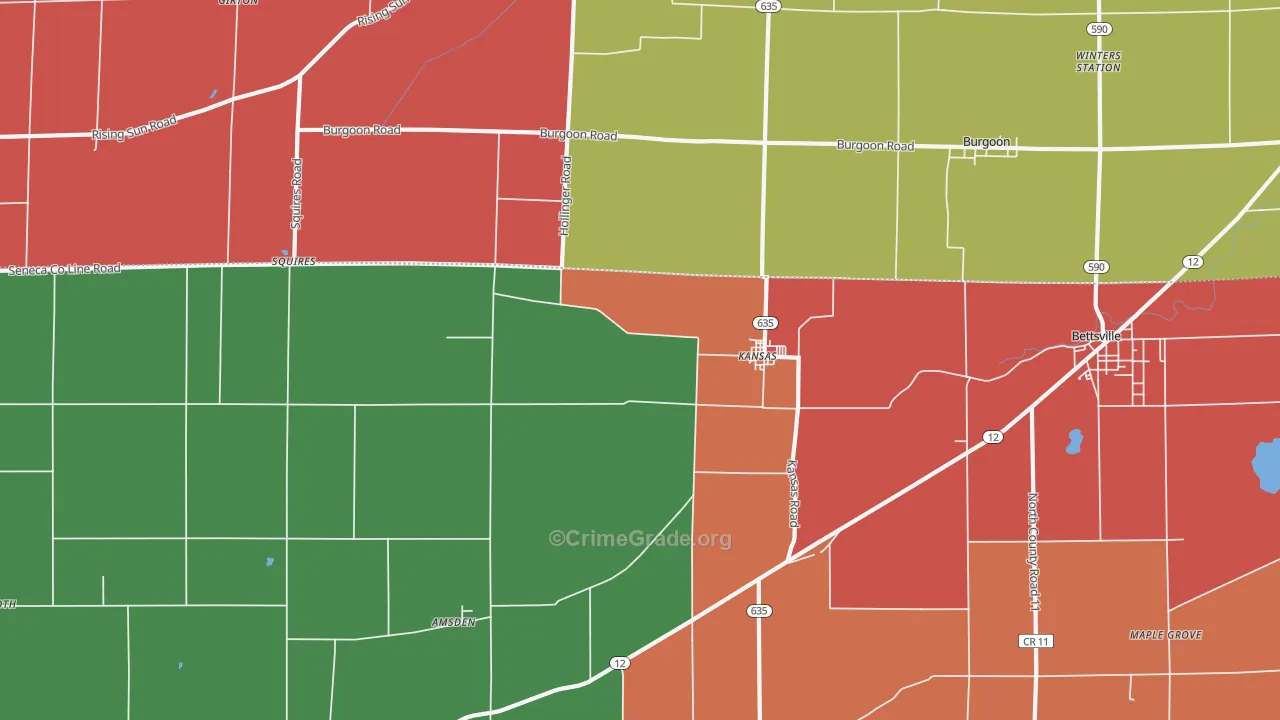Kansas, OH Map of Assault Rates