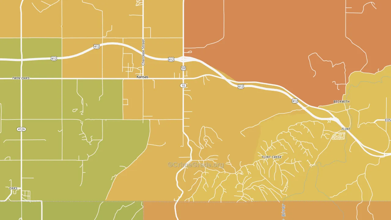 Kansas, OK Map of Assault Rates