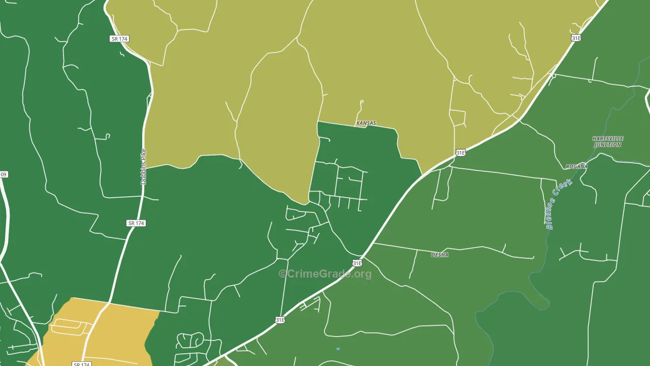 Kansas, TN Map of Assault Rates