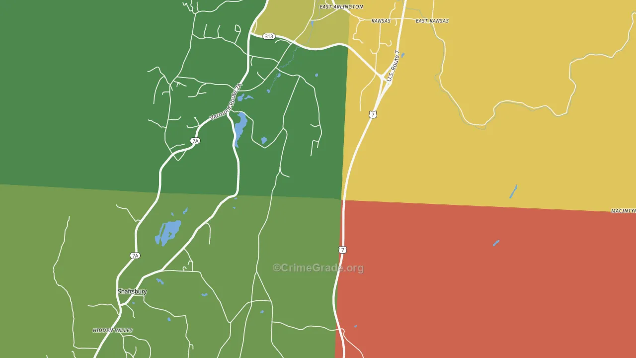 Kansas, VT Map of Assault Rates