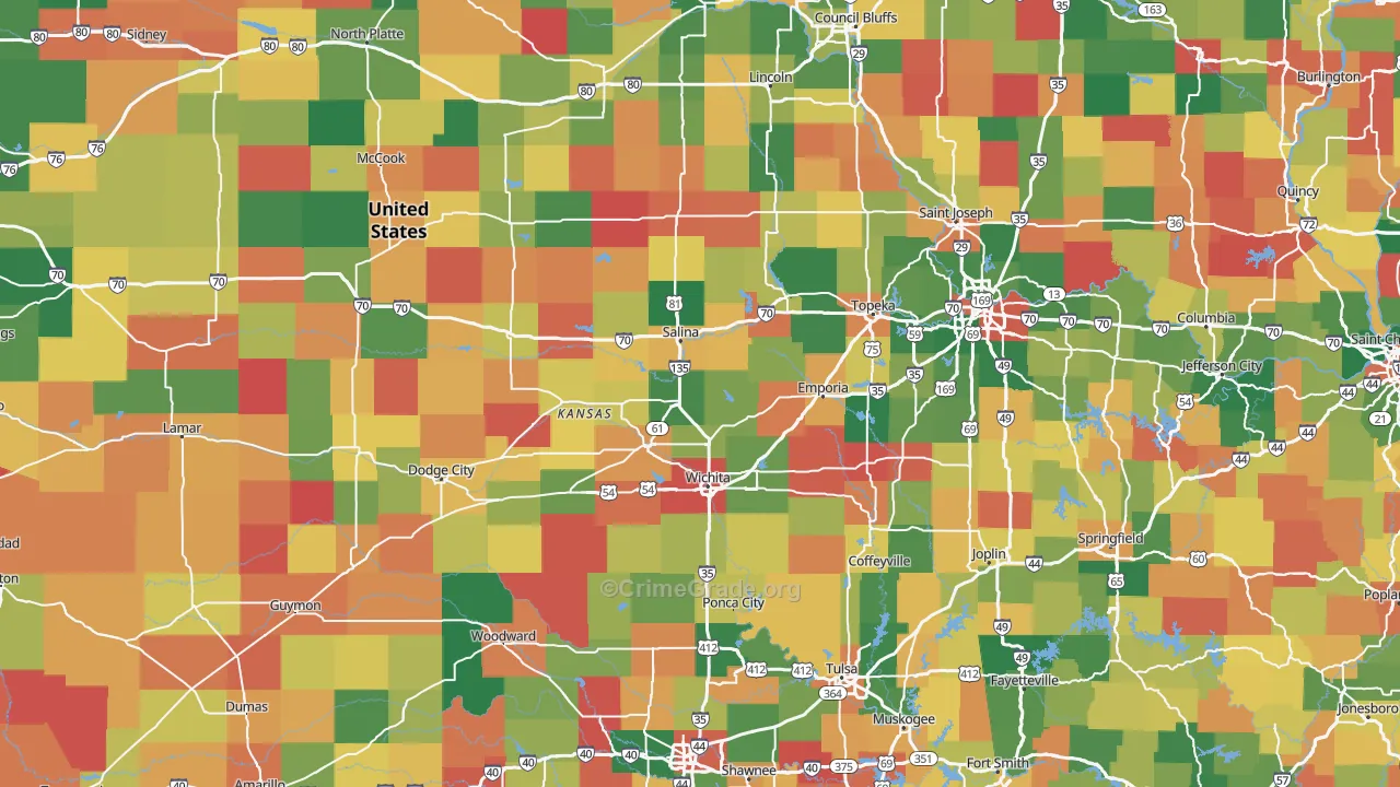 Kansas Map of Assault Rates