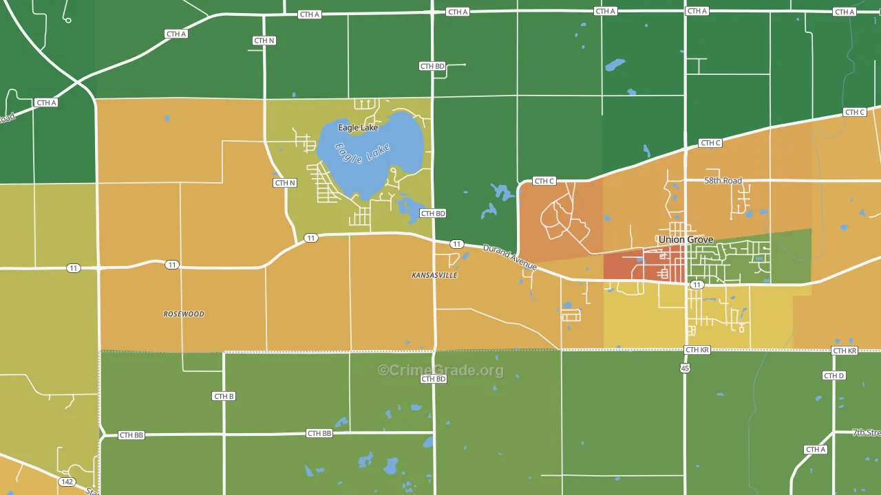Kansasville, WI Map of Assault Rates