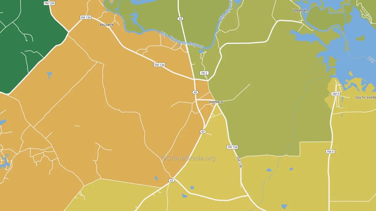 Karnack, TX Map of Assault Rates