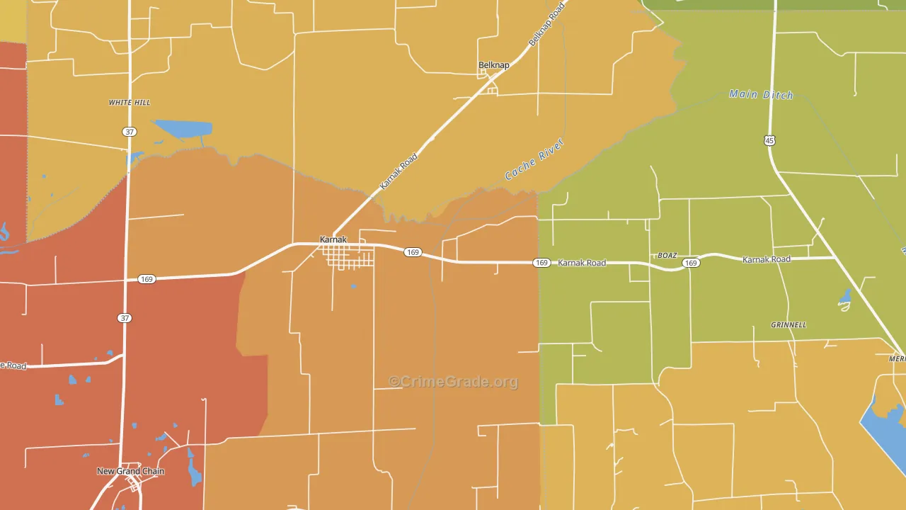 Karnak, IL Map of Assault Rates