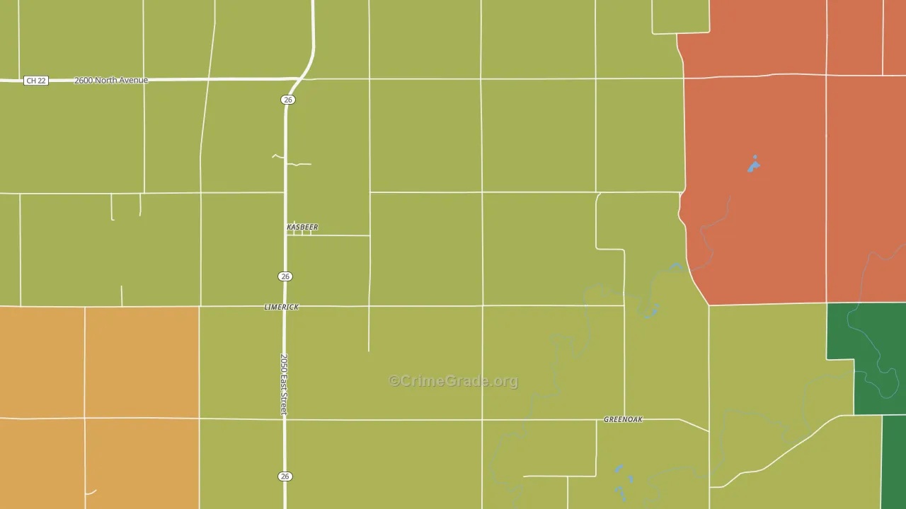 Kasbeer, IL Map of Assault Rates