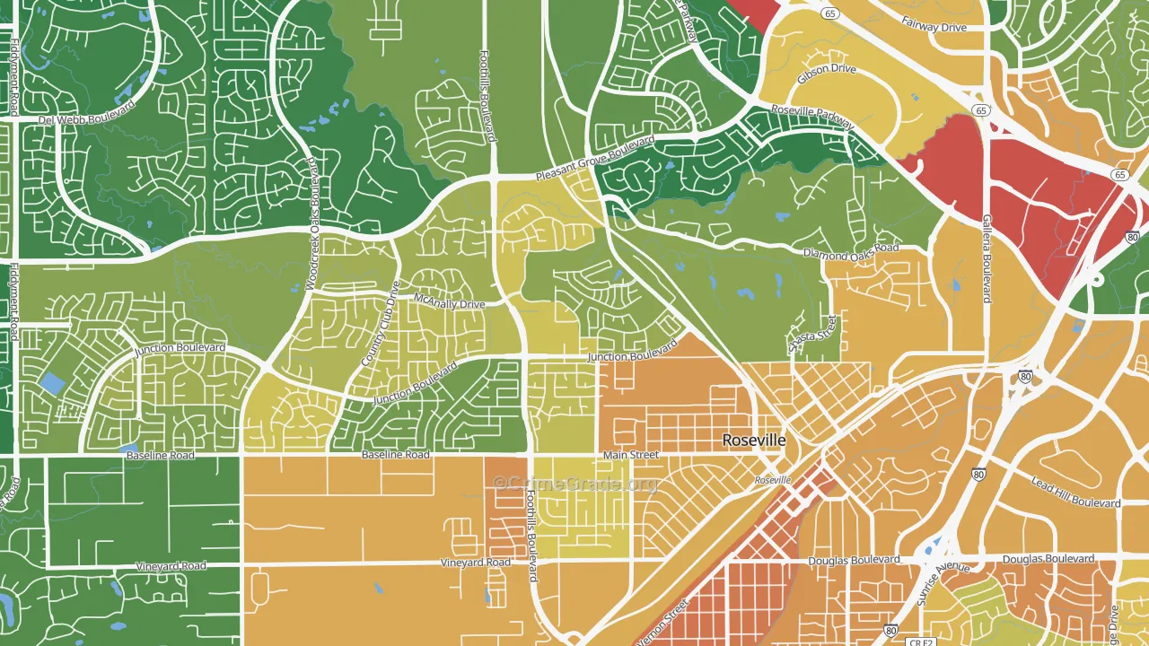 Kaseberg-Kingswood, Roseville, CA Map of Assault Rates