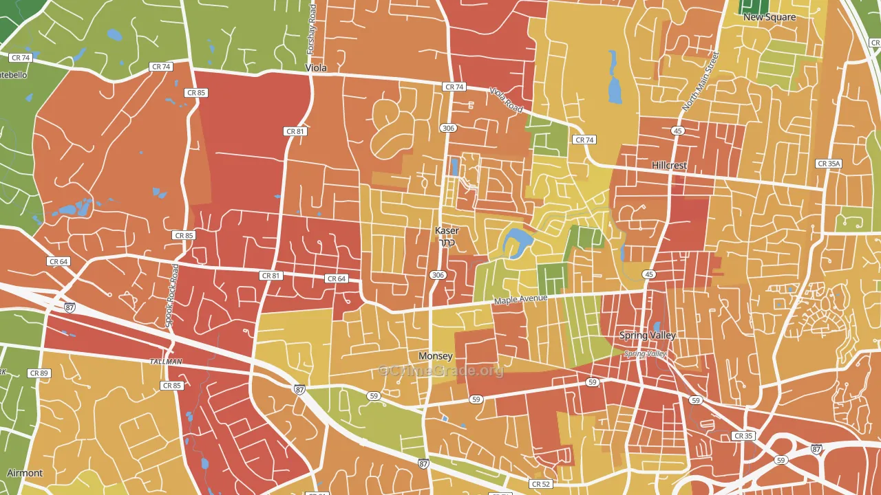 Kaser, NY Map of Assault Rates
