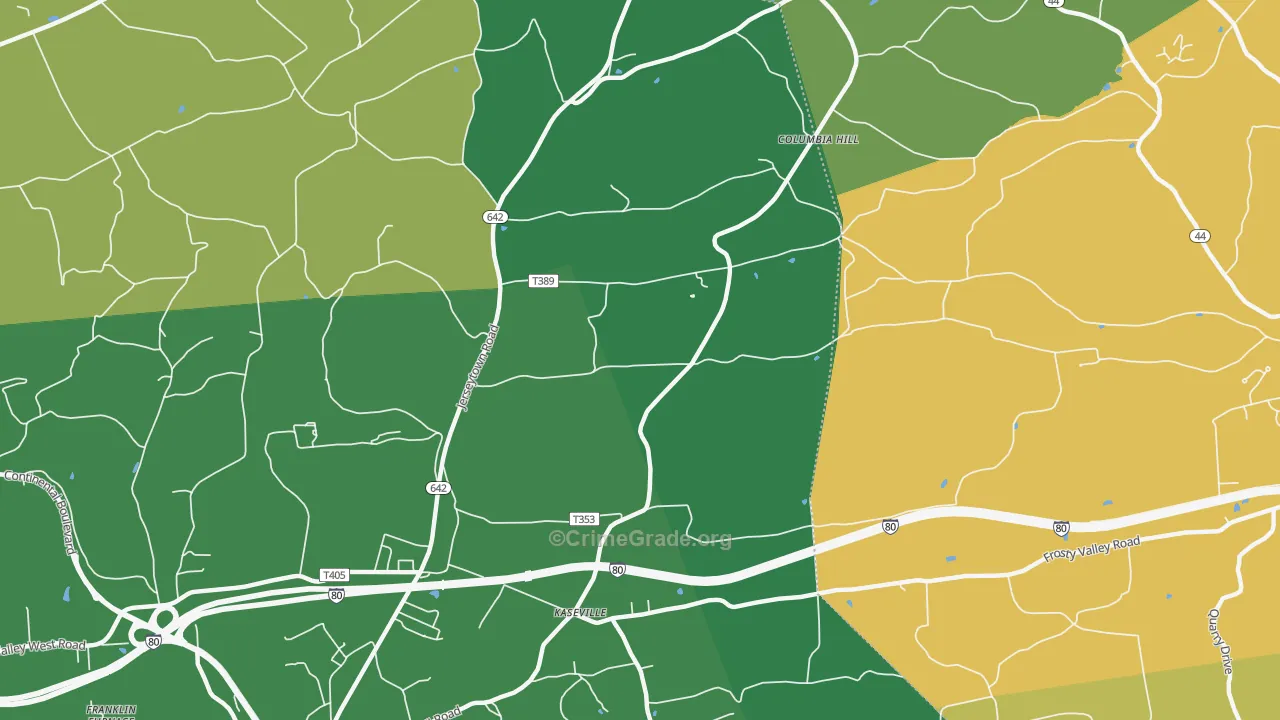 Kaseville, PA Map of Assault Rates